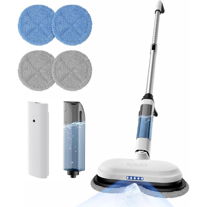 LED Electric Mop with Sprayer White - 65% OFF Best Seller BFD CA sale by idoo