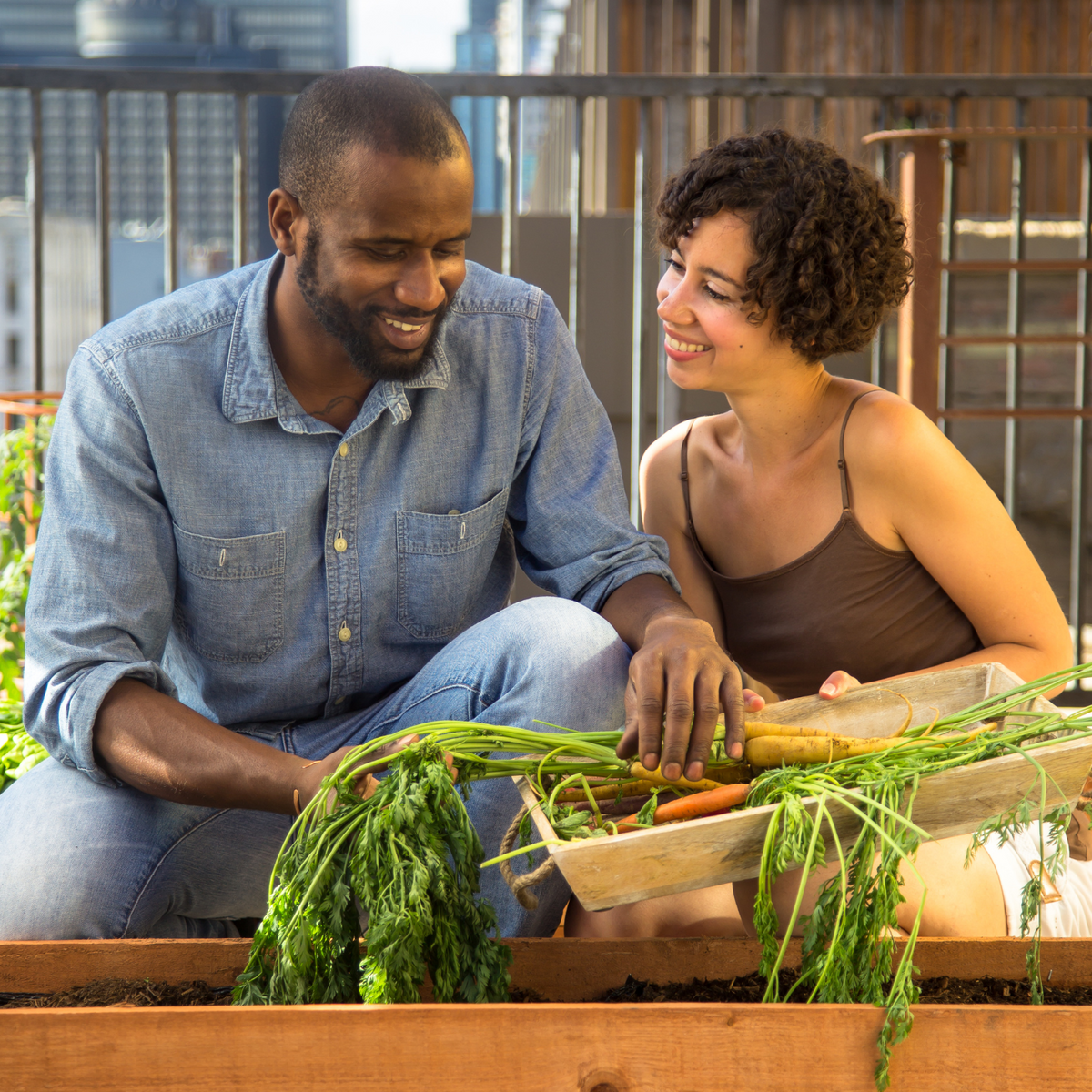 Couple gardening activity